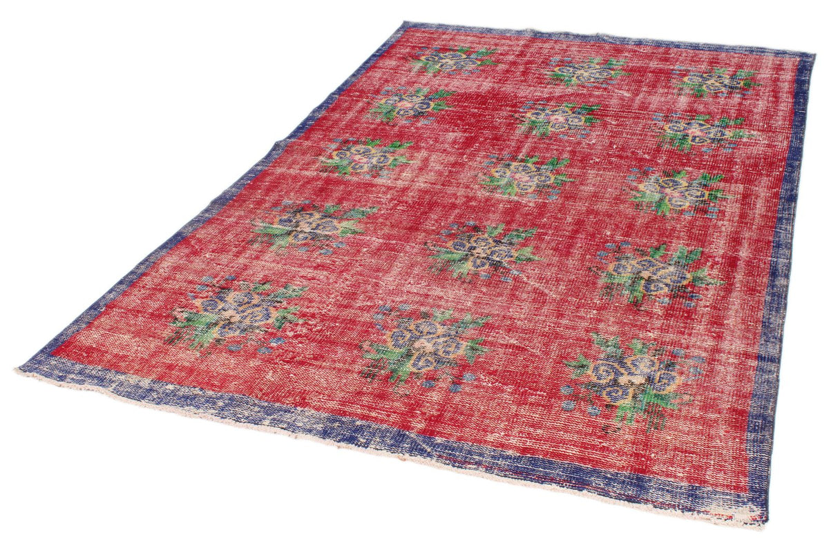 5x8 Red and Navy Turkish Overdyed Rug