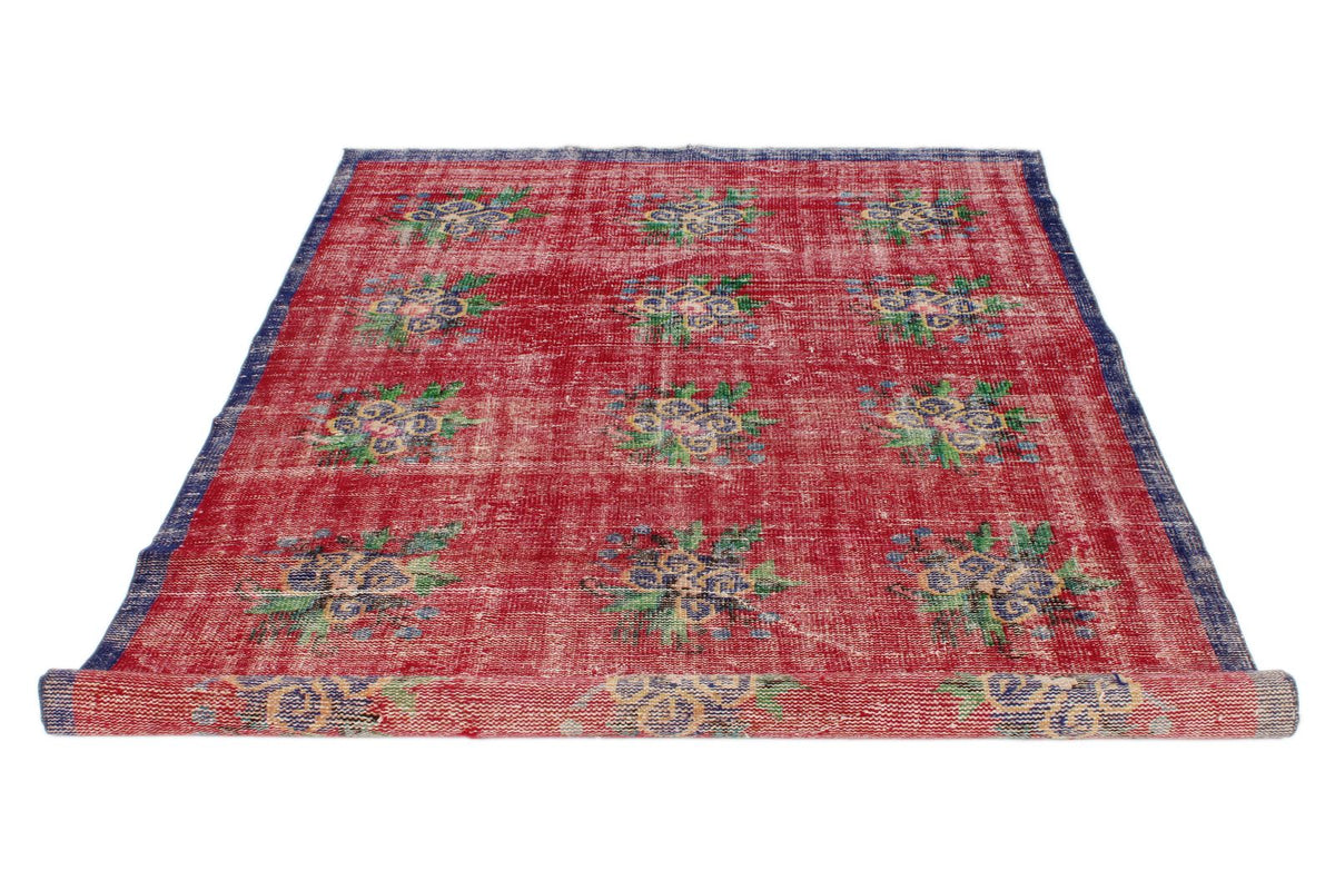 5x8 Red and Navy Turkish Overdyed Rug