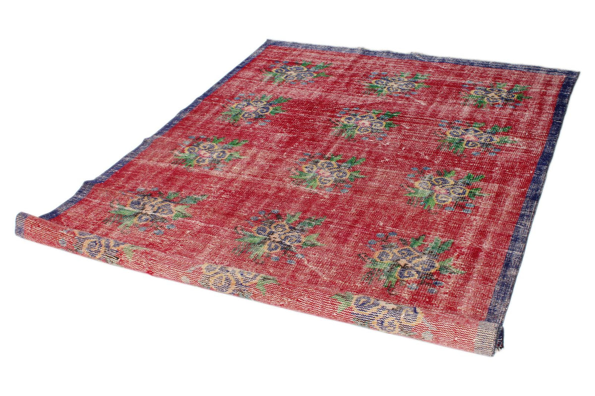 5x8 Red and Navy Turkish Overdyed Rug