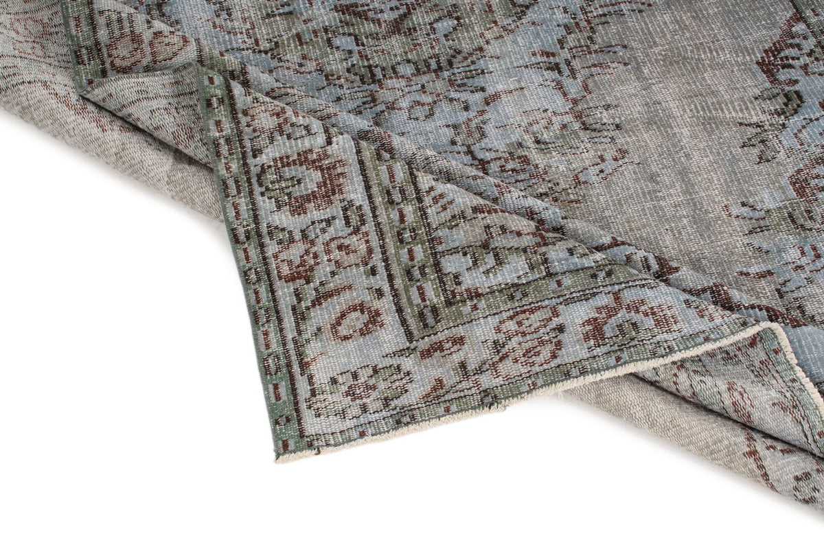 5x9 Blue and Multicolor Turkish Overdyed Rug