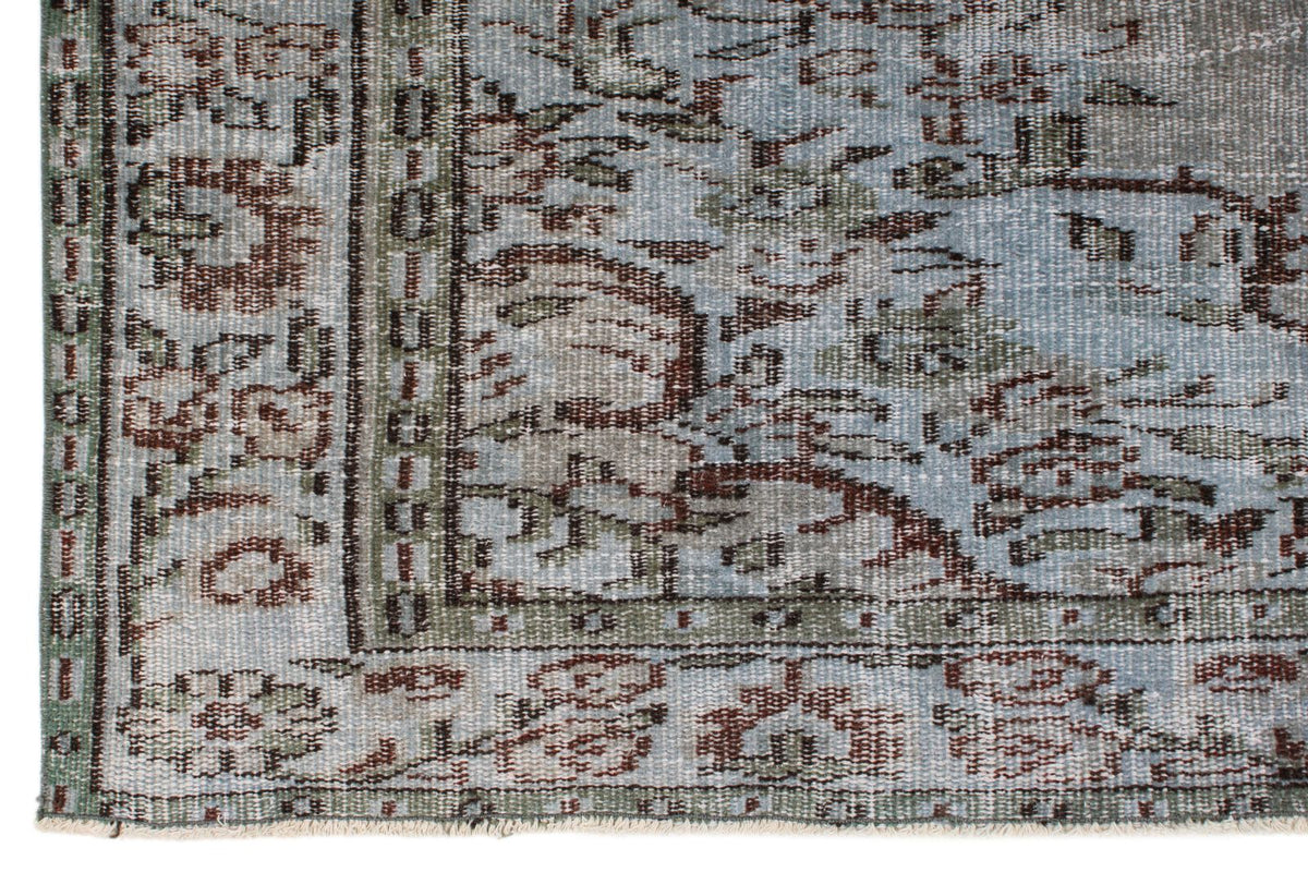 5x9 Blue and Multicolor Turkish Overdyed Rug