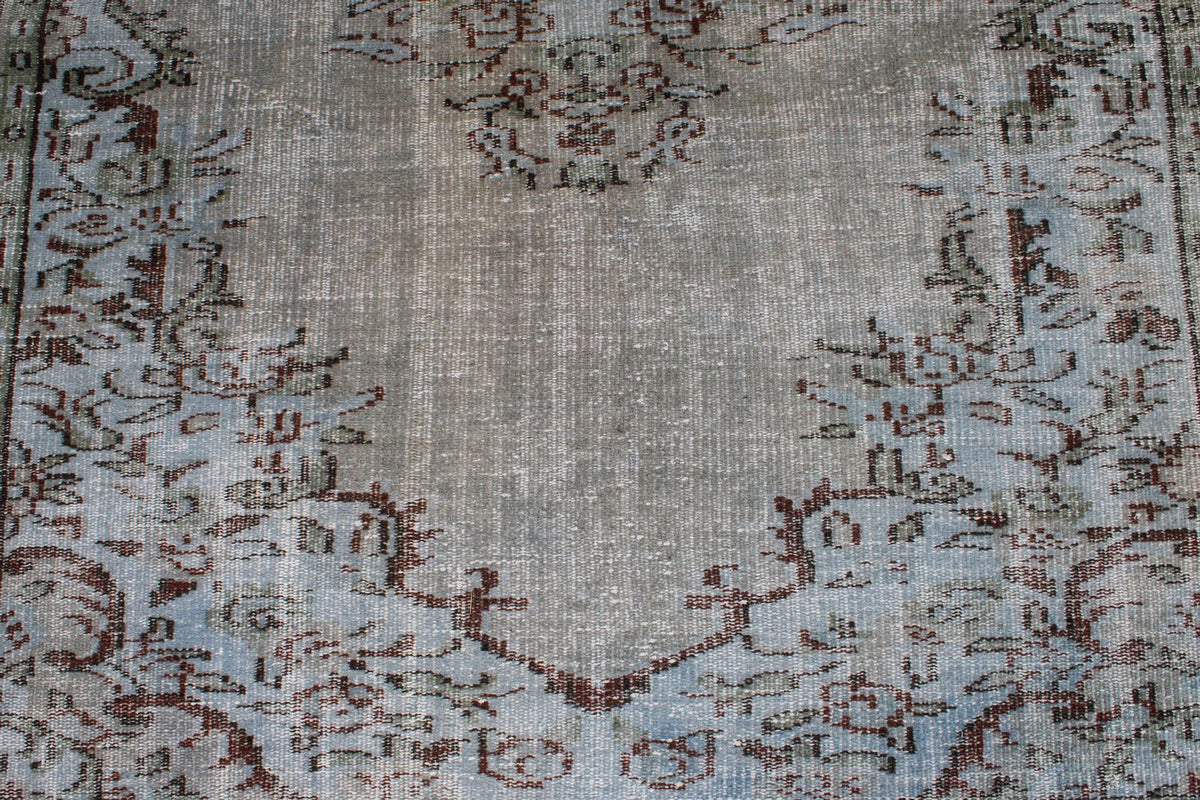 5x9 Blue and Multicolor Turkish Overdyed Rug