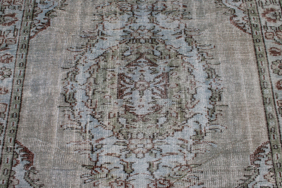 5x9 Blue and Multicolor Turkish Overdyed Rug