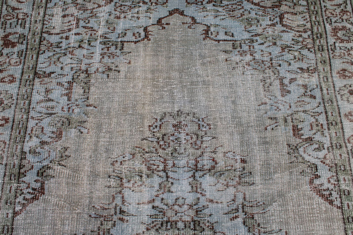 5x9 Blue and Multicolor Turkish Overdyed Rug