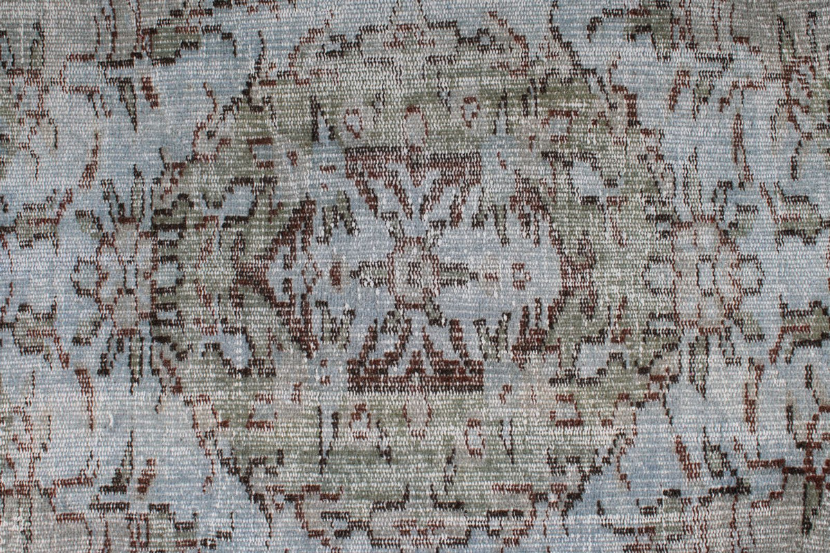 5x9 Blue and Multicolor Turkish Overdyed Rug