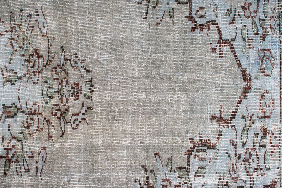 5x9 Blue and Multicolor Turkish Overdyed Rug