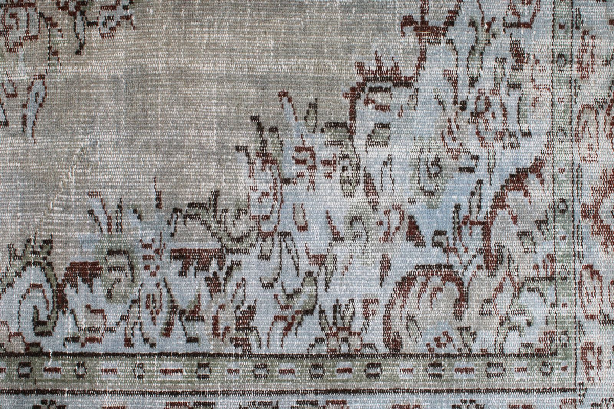 5x9 Blue and Multicolor Turkish Overdyed Rug