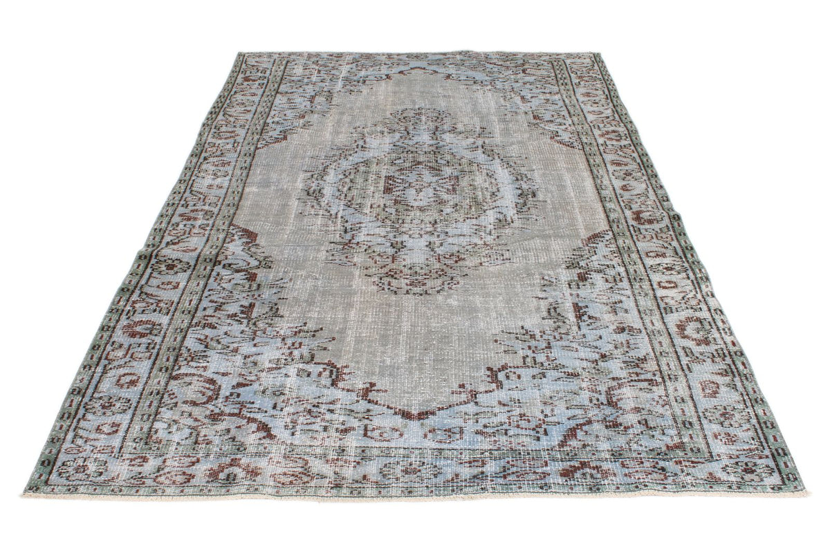 5x9 Blue and Multicolor Turkish Overdyed Rug