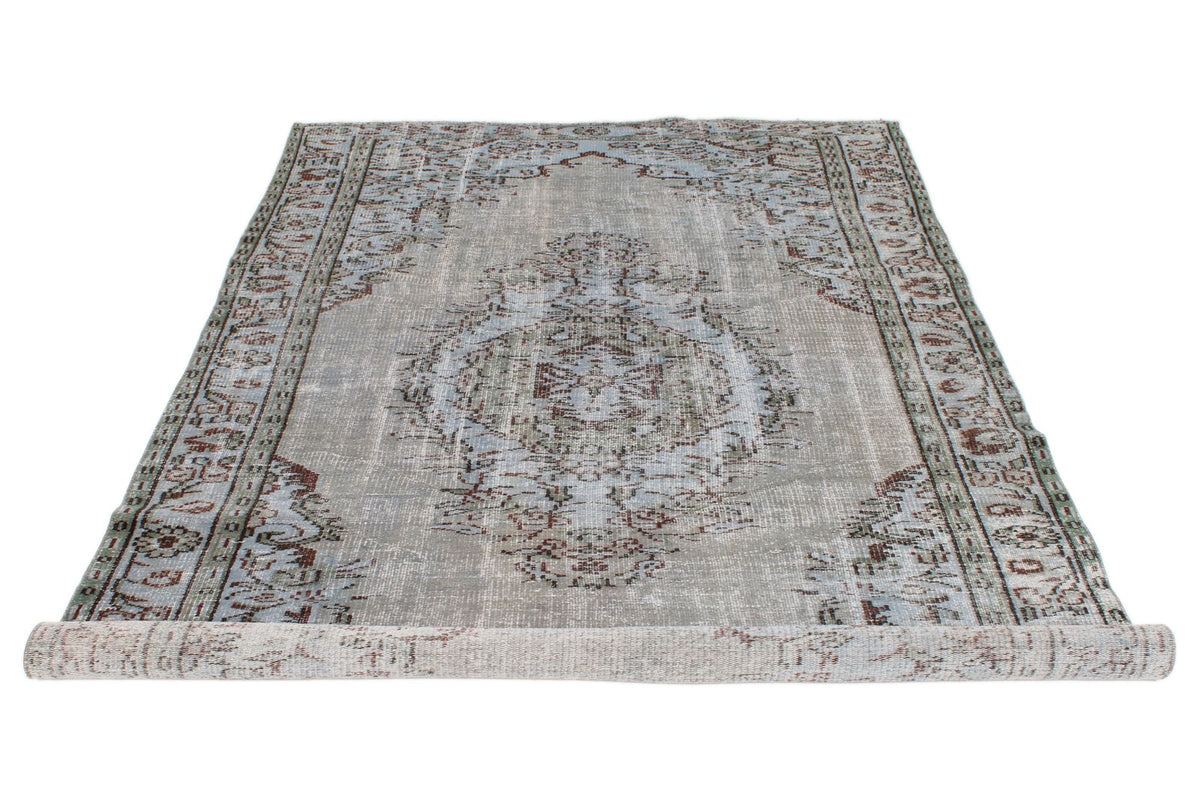 5x9 Blue and Multicolor Turkish Overdyed Rug