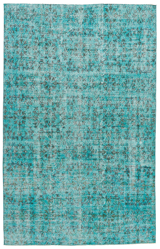5x8 Turquoıse and Black Anatolian Turkish Tribal Rug