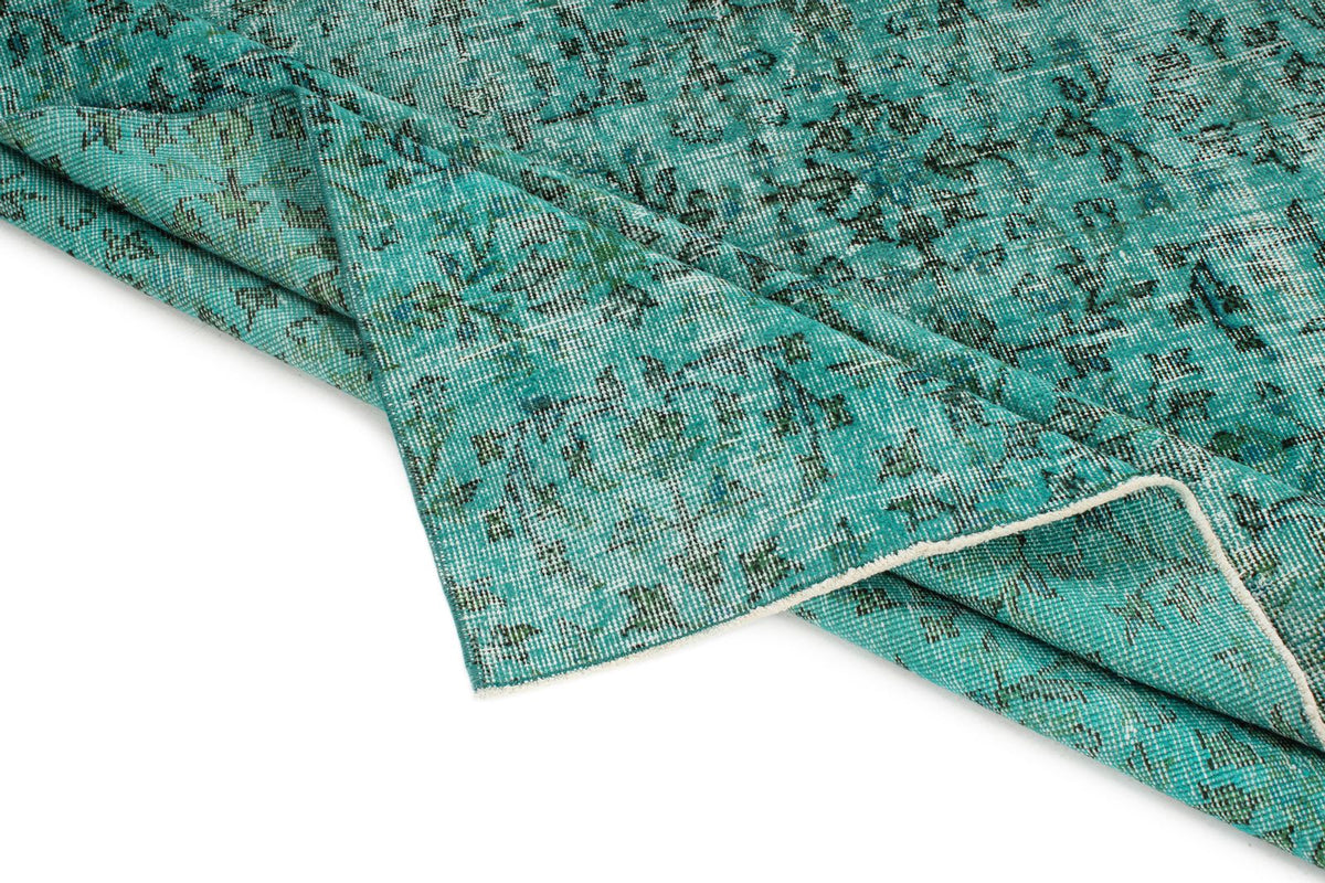 5x8 Turquoıse and Black Anatolian Turkish Tribal Rug