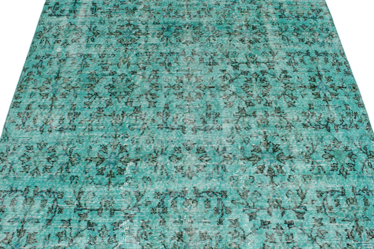 5x8 Turquoıse and Black Anatolian Turkish Tribal Rug