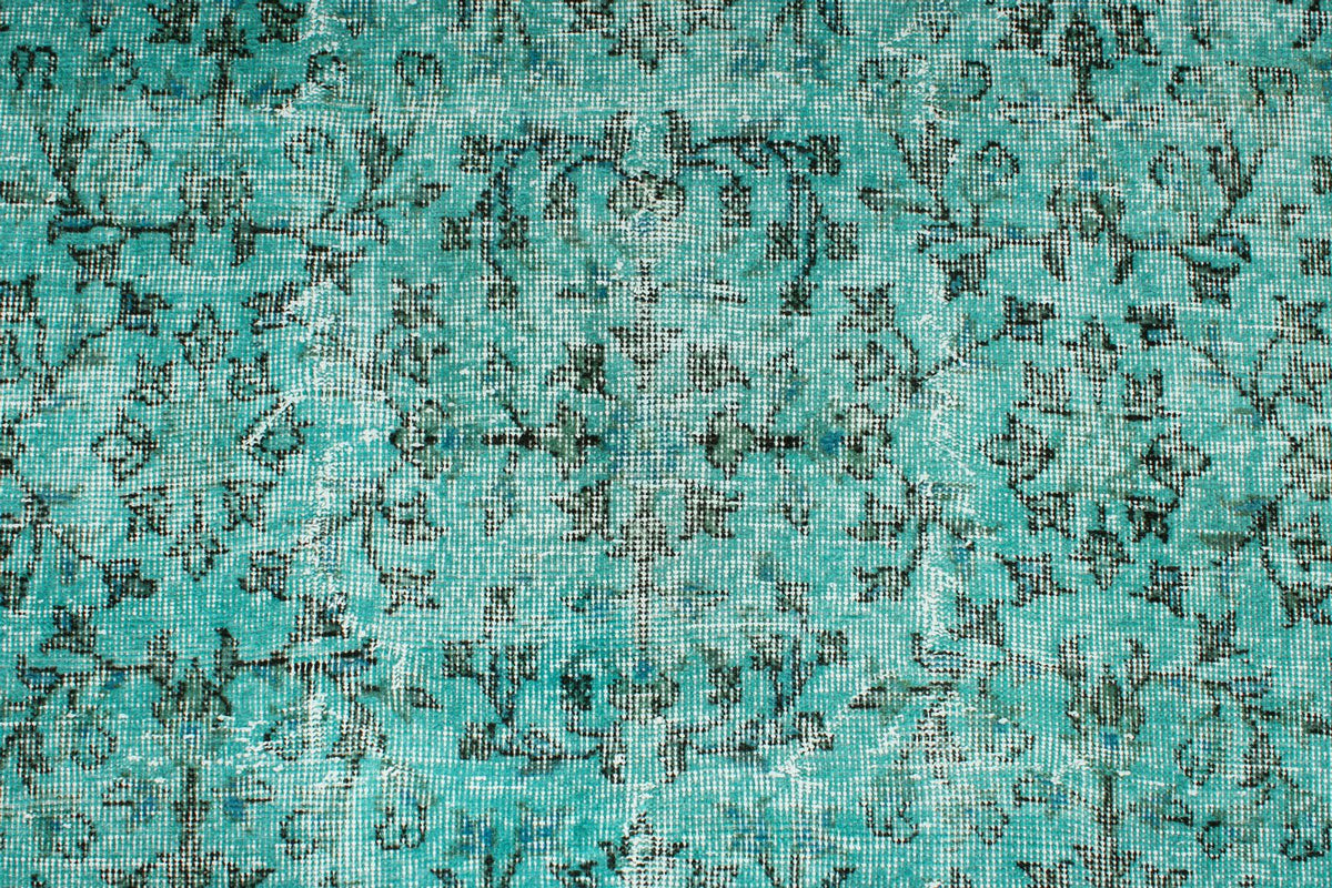 5x8 Turquoıse and Black Anatolian Turkish Tribal Rug