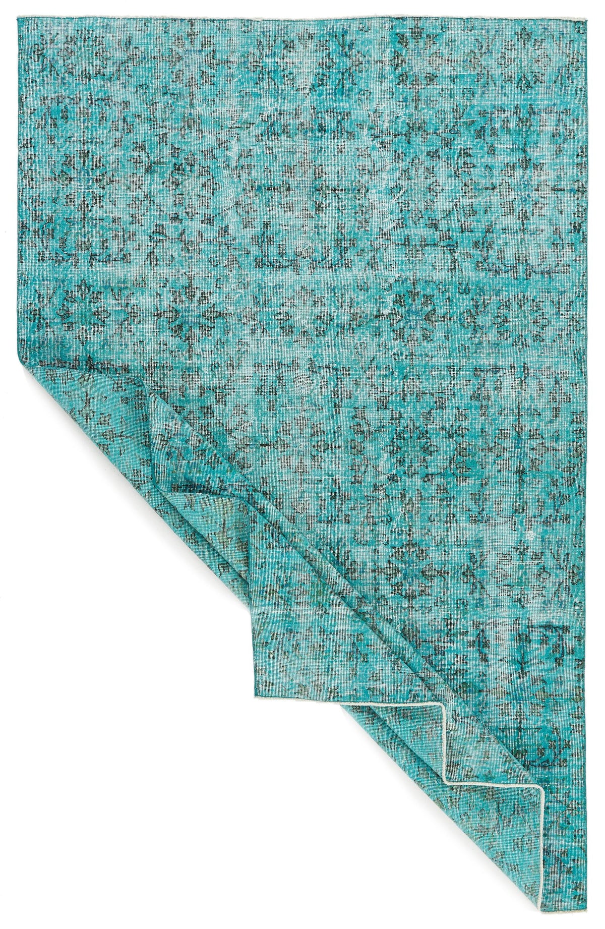 5x8 Turquoıse and Black Anatolian Turkish Tribal Rug