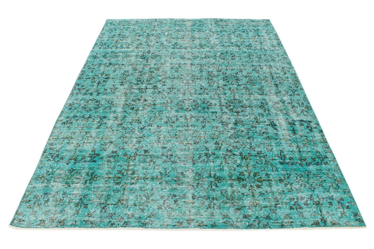 5x8 Turquoıse and Black Anatolian Turkish Tribal Rug