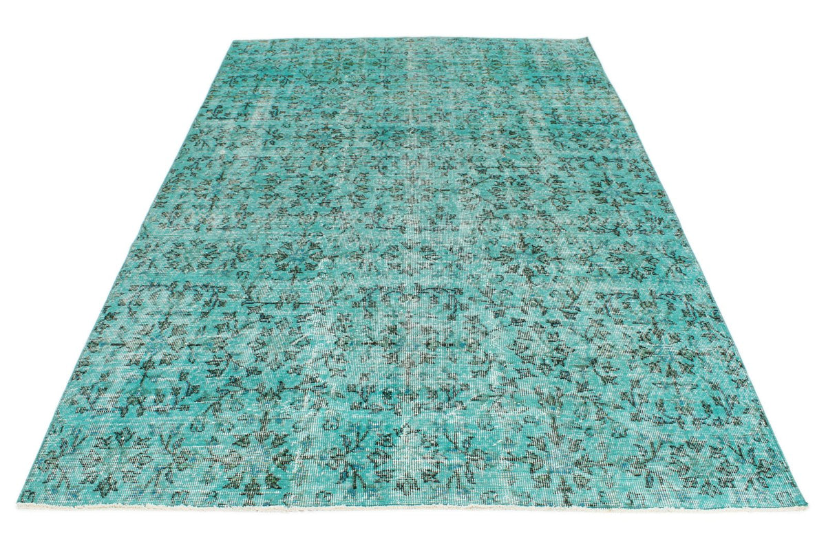 5x8 Turquoıse and Black Anatolian Turkish Tribal Rug