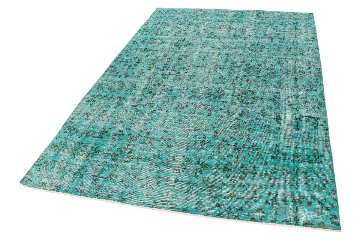 5x8 Turquoıse and Black Anatolian Turkish Tribal Rug