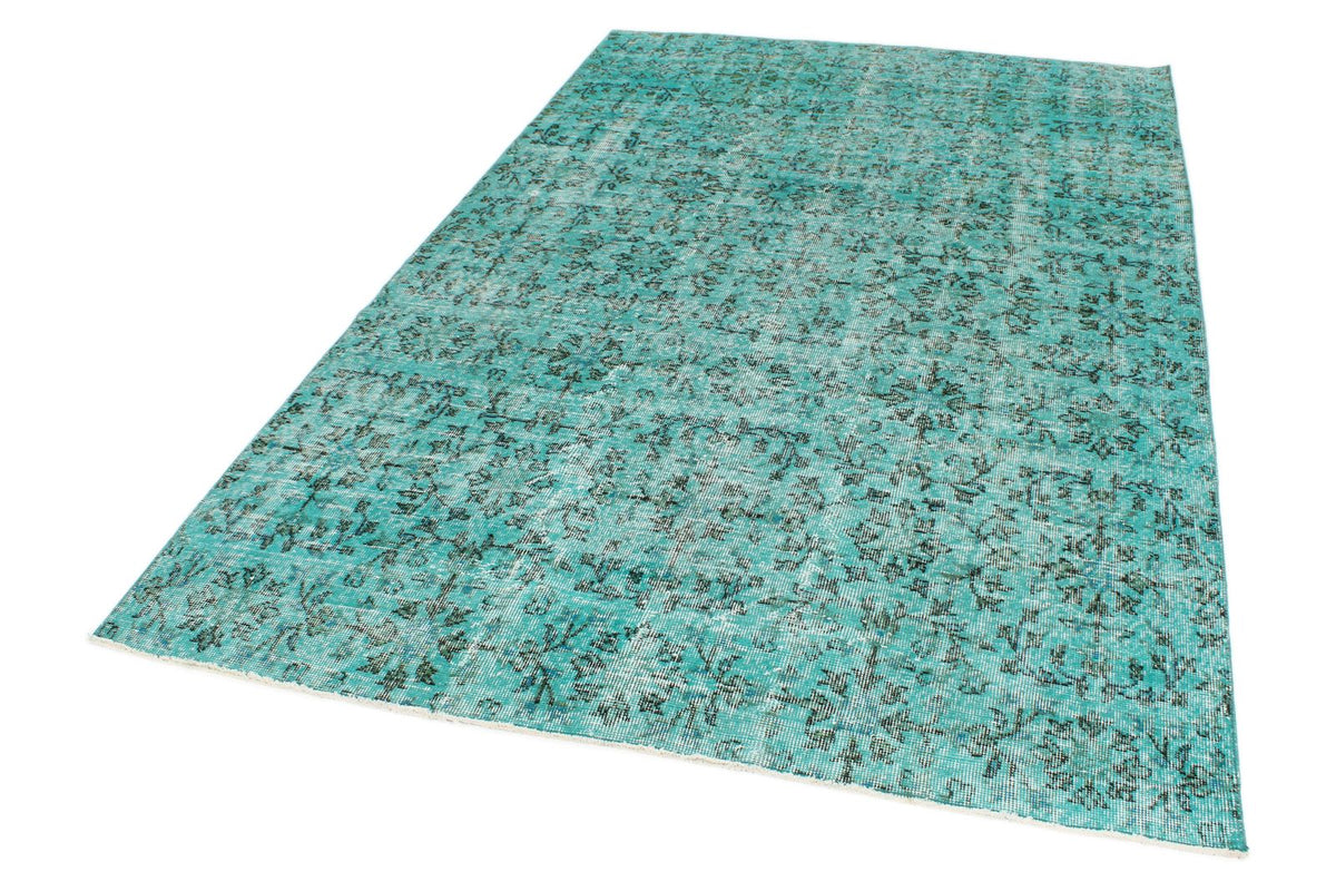 5x8 Turquoıse and Black Anatolian Turkish Tribal Rug