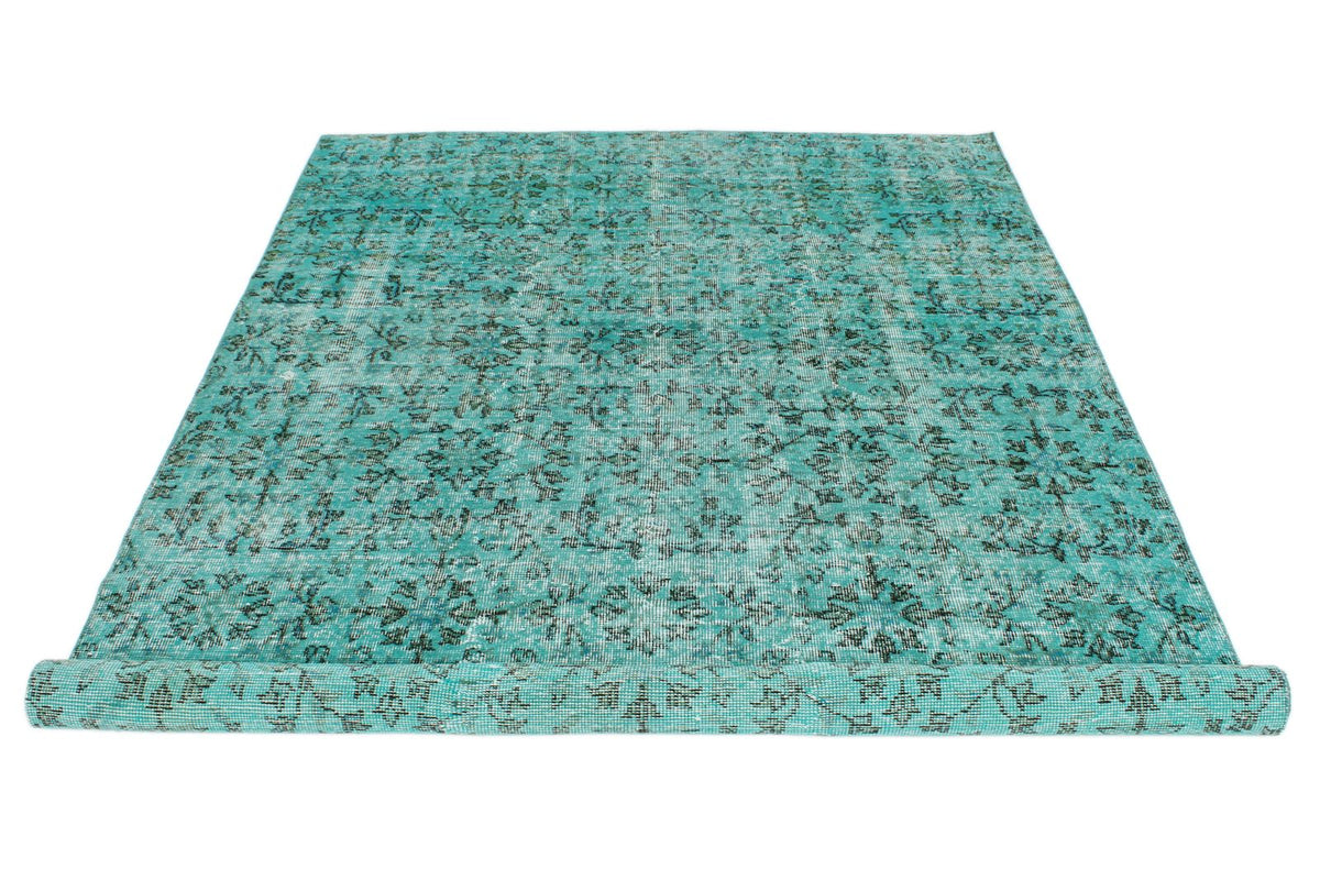 5x8 Turquoıse and Black Anatolian Turkish Tribal Rug