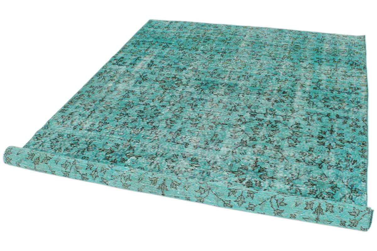 5x8 Turquoıse and Black Anatolian Turkish Tribal Rug