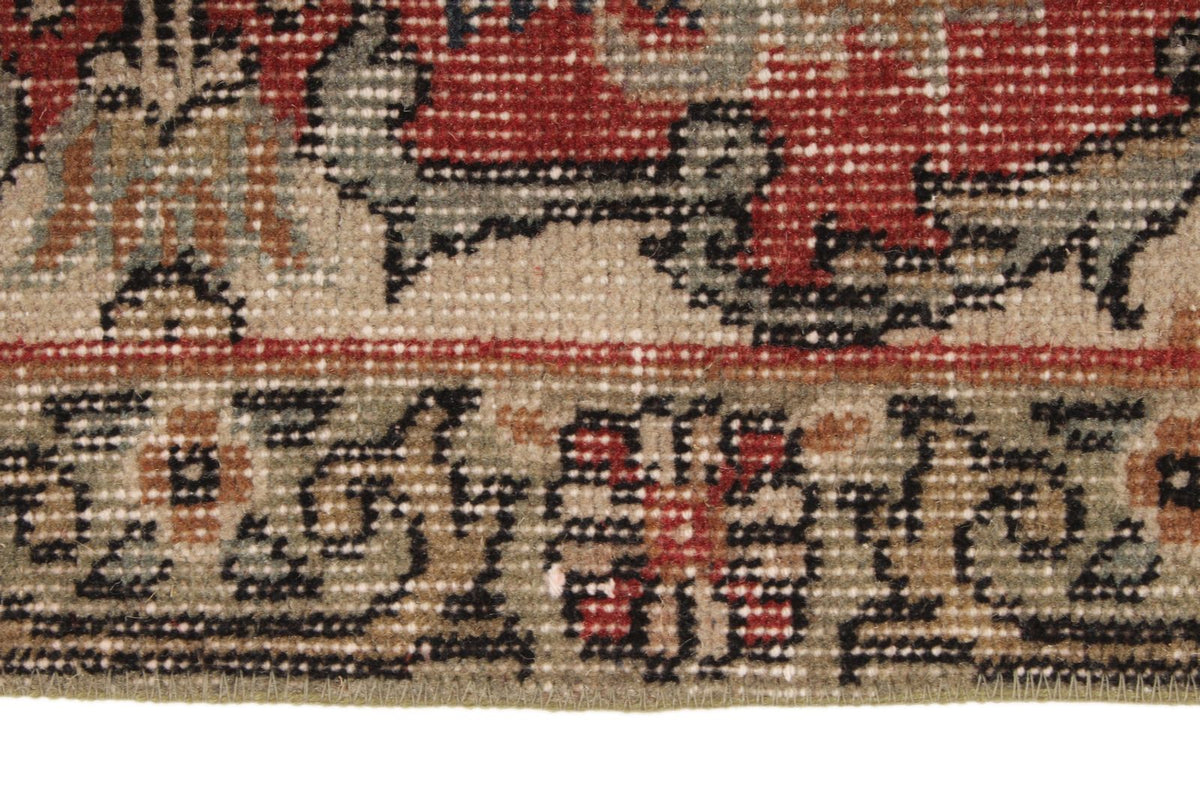 5x9 Dark Red and Multicolor Turkish Overdyed Rug