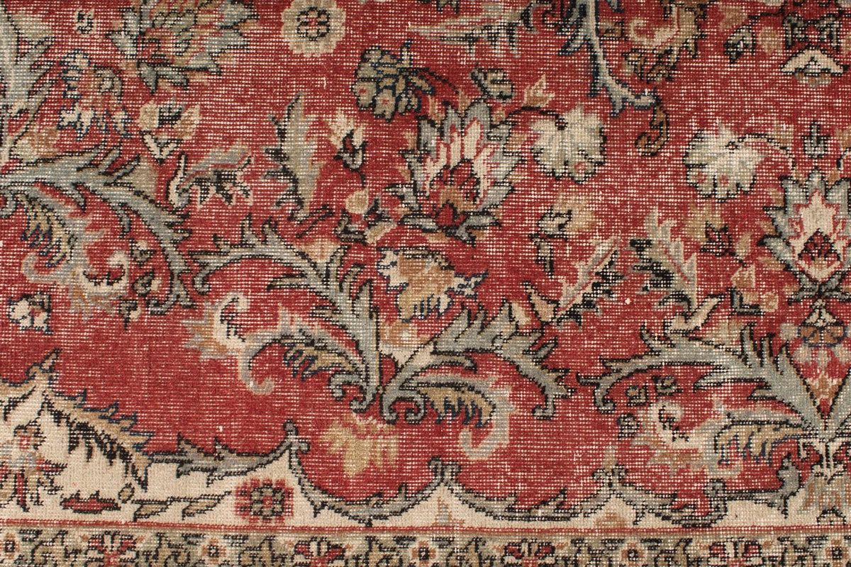 5x9 Dark Red and Multicolor Turkish Overdyed Rug