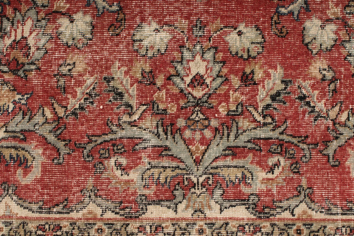5x9 Dark Red and Multicolor Turkish Overdyed Rug