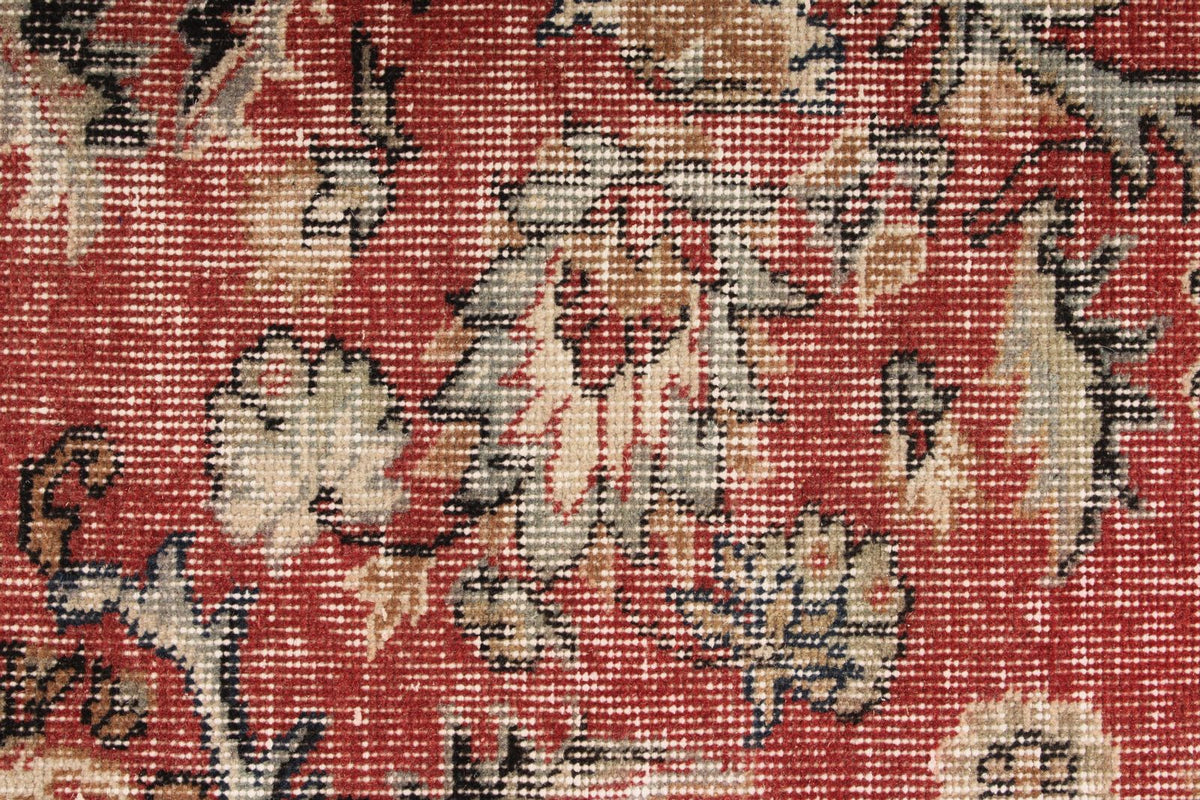 5x9 Dark Red and Multicolor Turkish Overdyed Rug
