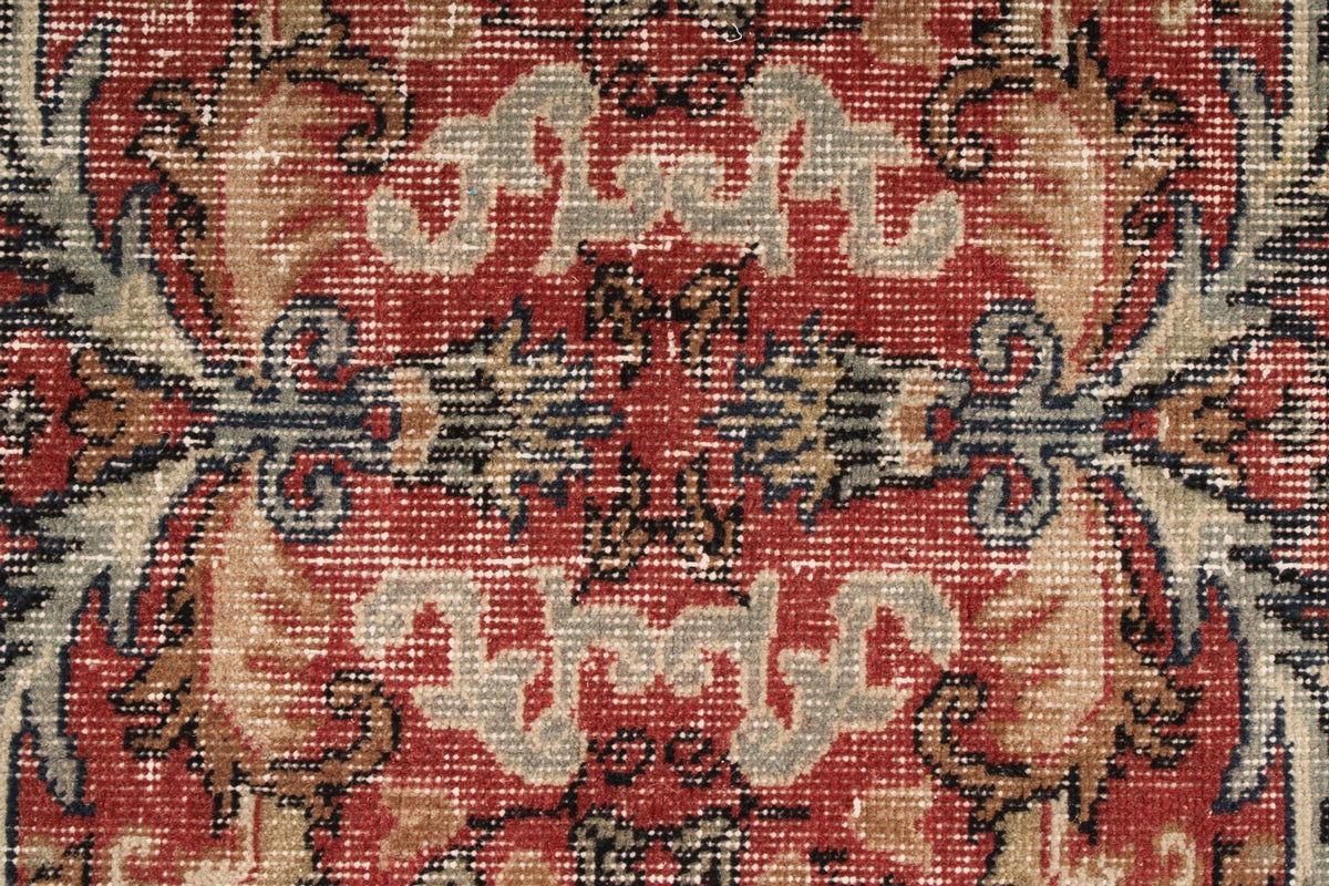 5x9 Dark Red and Multicolor Turkish Overdyed Rug
