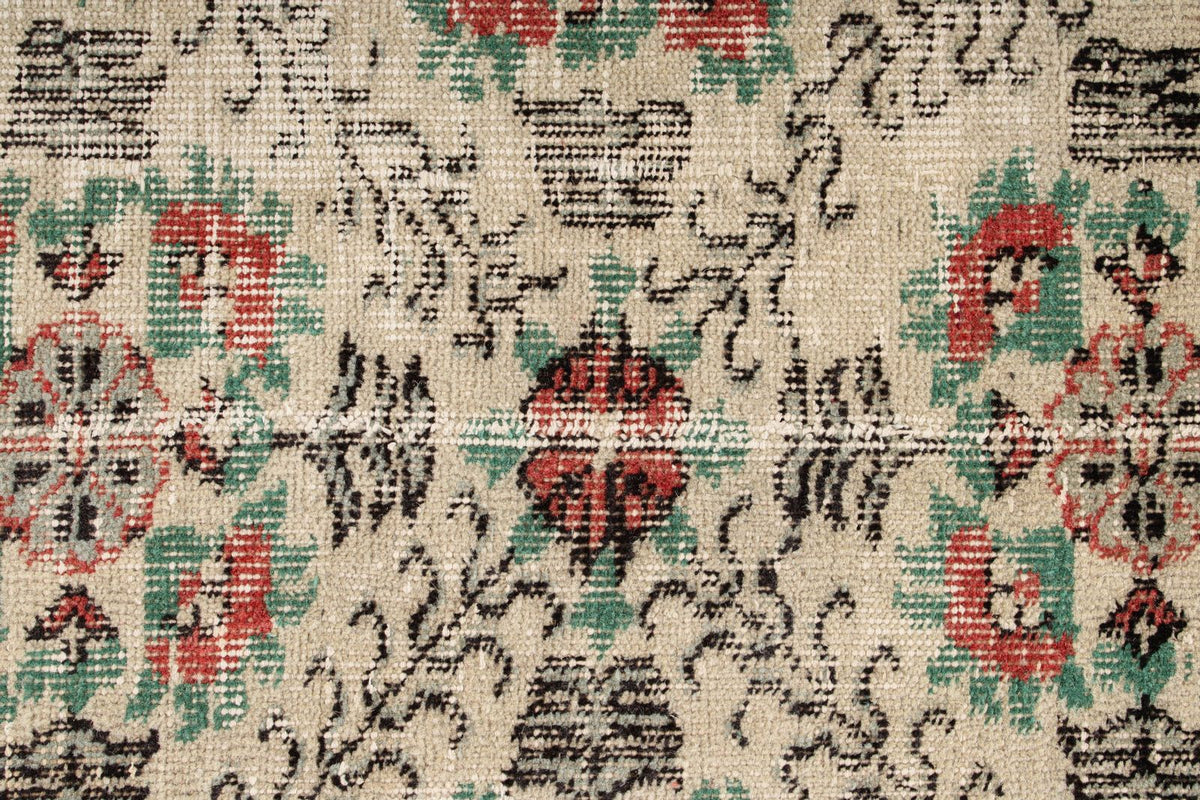 5x10 Ivory and Multicolor Anatolian Turkish Tribal Rug