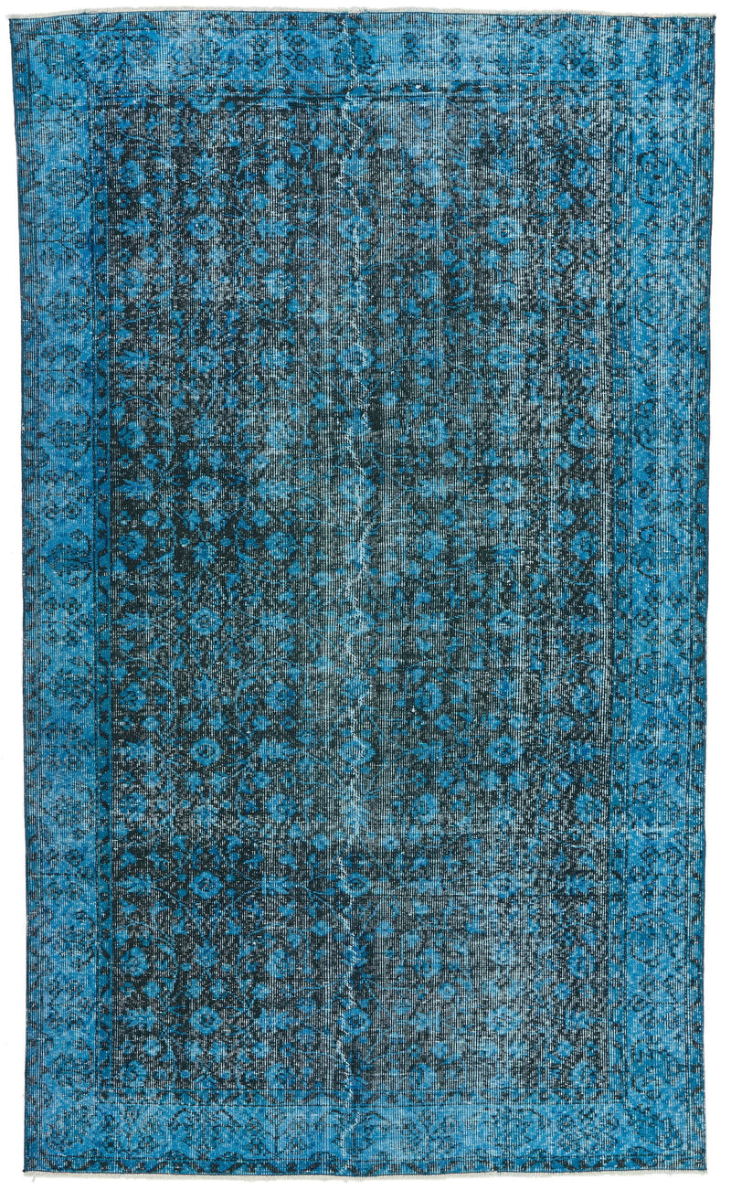 5x9 Blue and Black Anatolian Turkish Tribal Rug