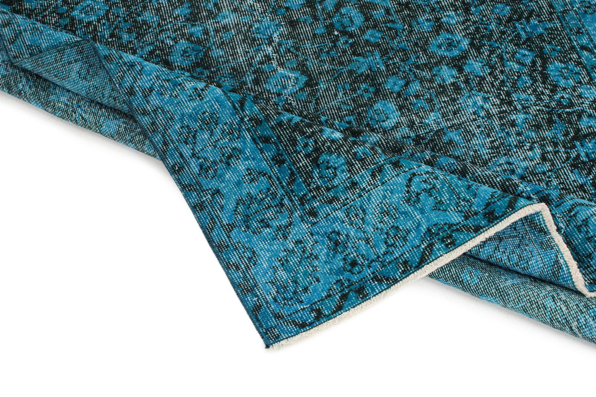 5x9 Blue and Black Anatolian Turkish Tribal Rug