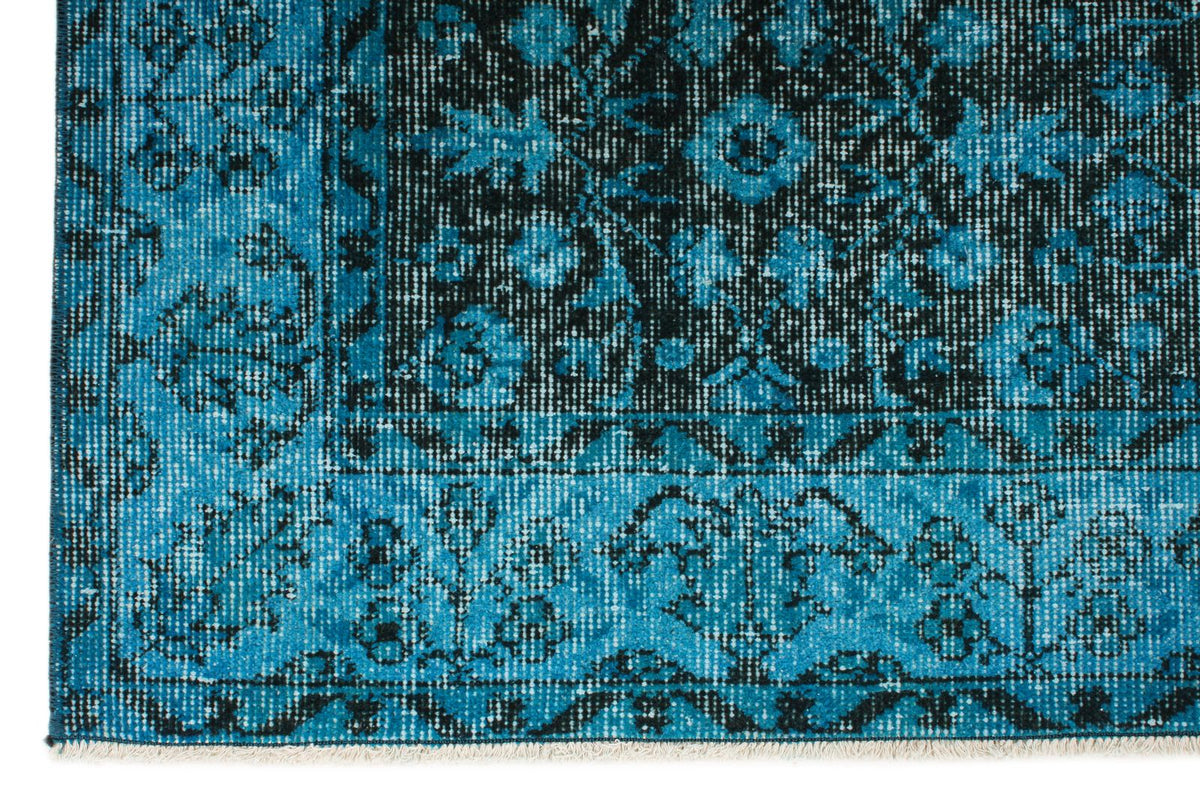 5x9 Blue and Black Anatolian Turkish Tribal Rug
