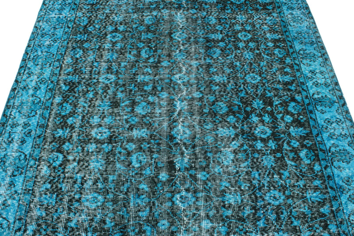 5x9 Blue and Black Anatolian Turkish Tribal Rug