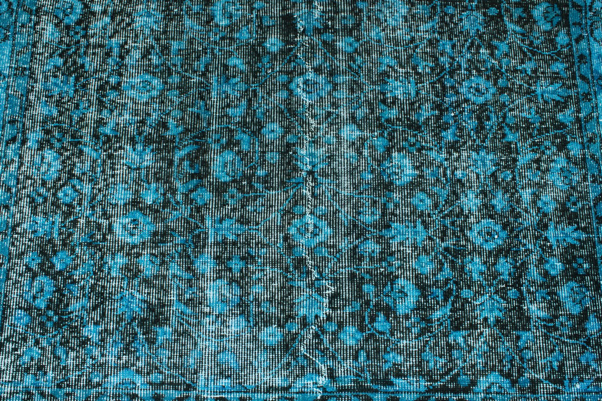 5x9 Blue and Black Anatolian Turkish Tribal Rug