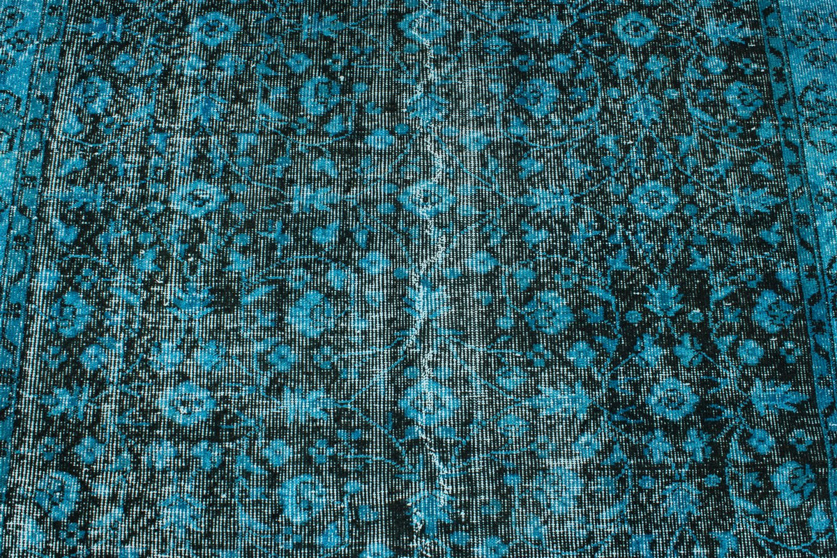 5x9 Blue and Black Anatolian Turkish Tribal Rug