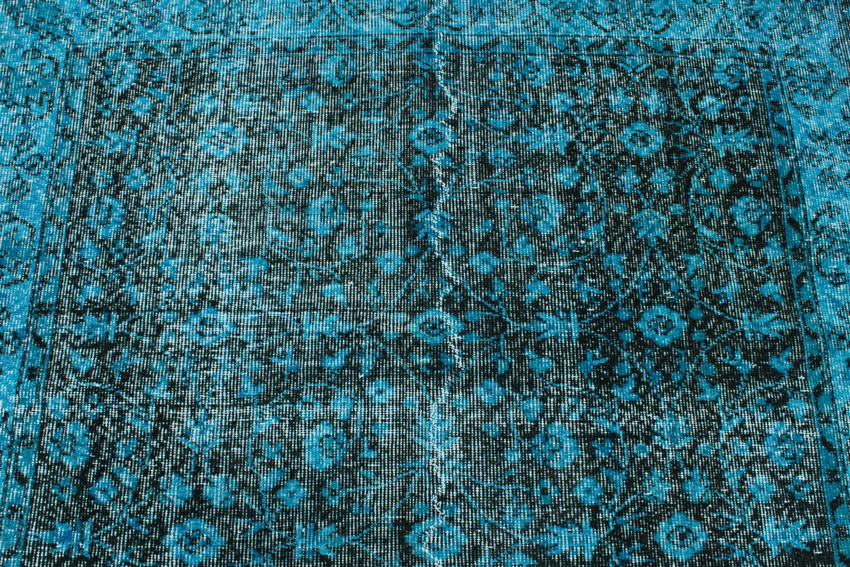 5x9 Blue and Black Anatolian Turkish Tribal Rug