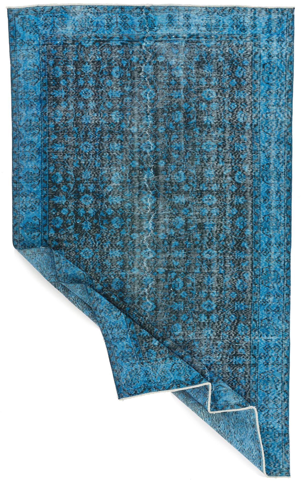 5x9 Blue and Black Anatolian Turkish Tribal Rug
