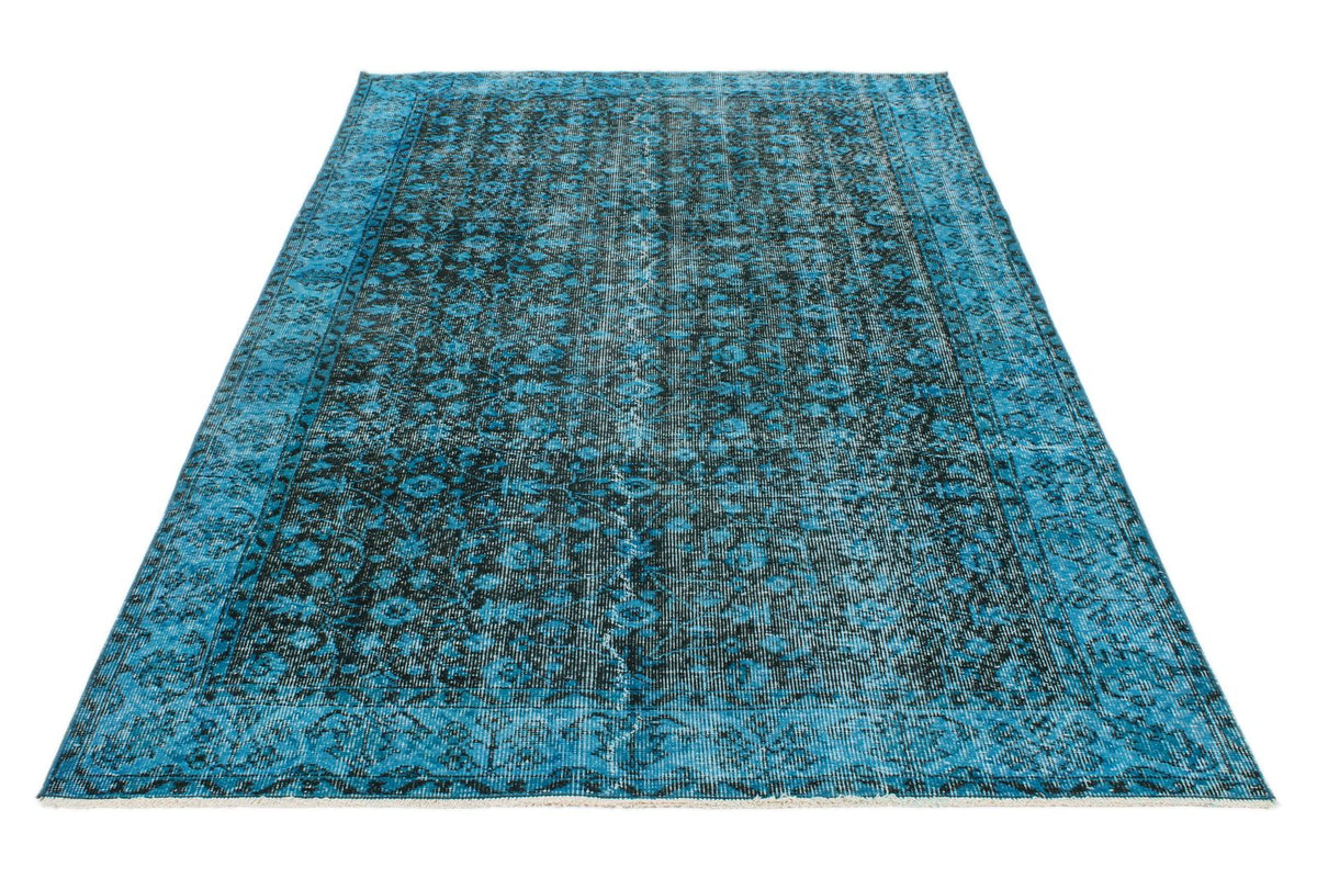 5x9 Blue and Black Anatolian Turkish Tribal Rug