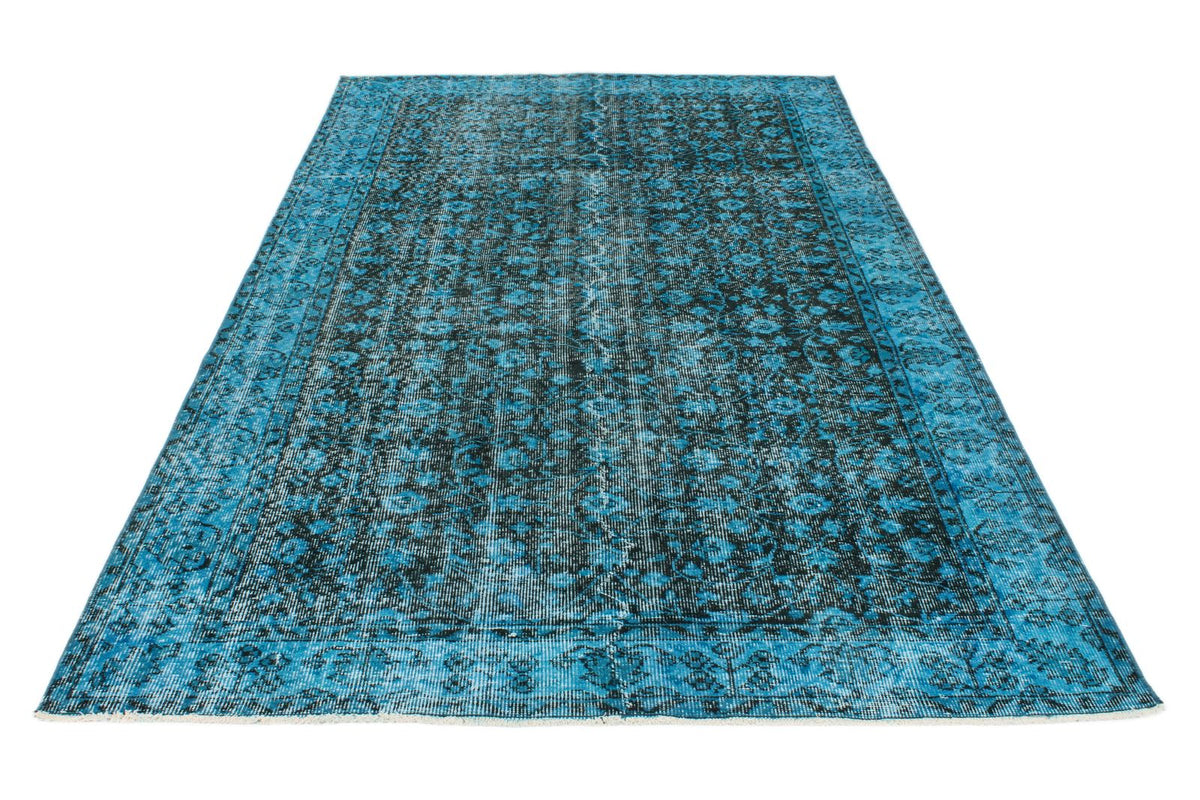 5x9 Blue and Black Anatolian Turkish Tribal Rug