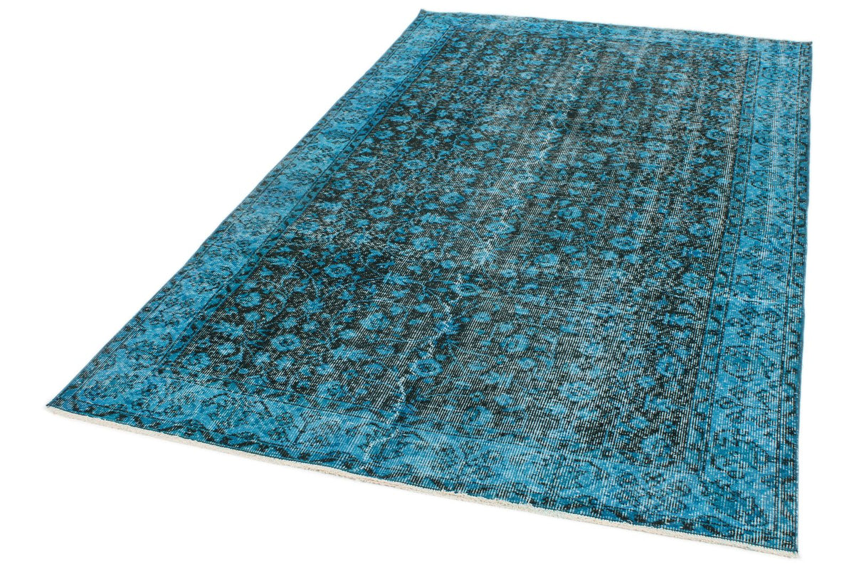 5x9 Blue and Black Anatolian Turkish Tribal Rug