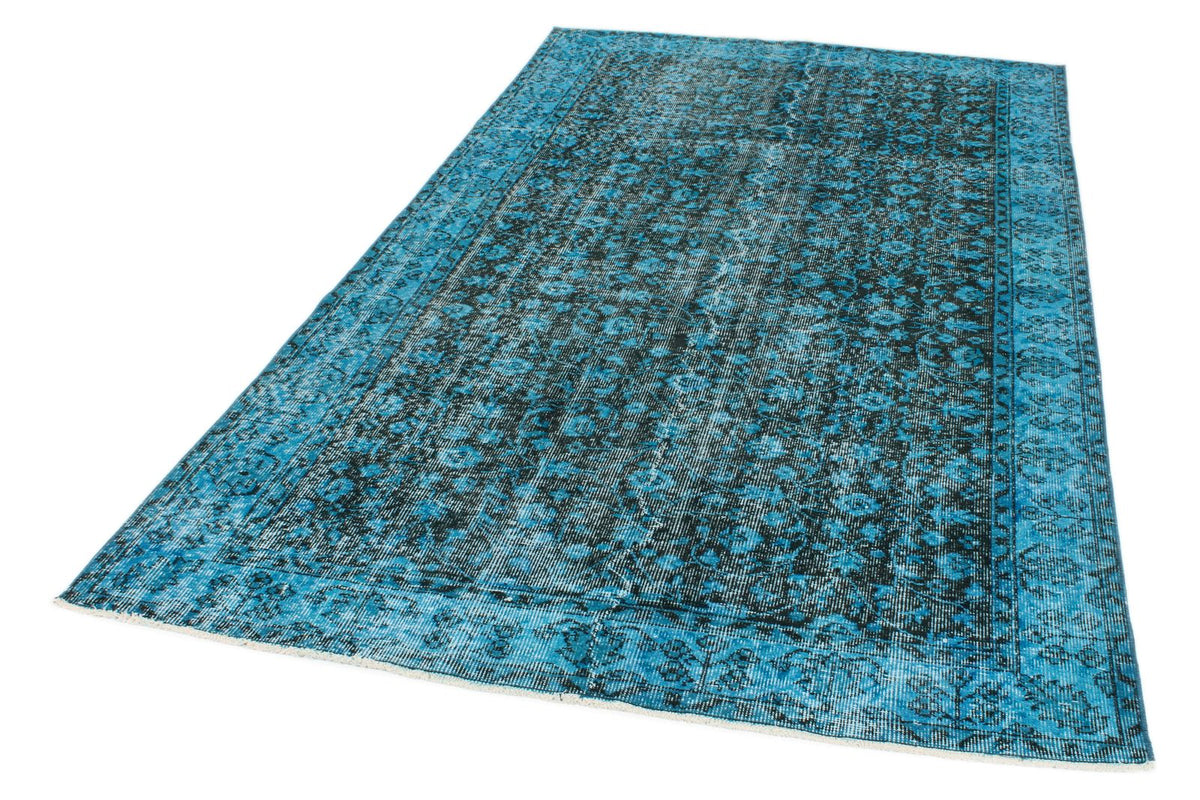 5x9 Blue and Black Anatolian Turkish Tribal Rug