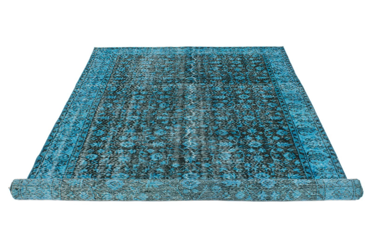 5x9 Blue and Black Anatolian Turkish Tribal Rug