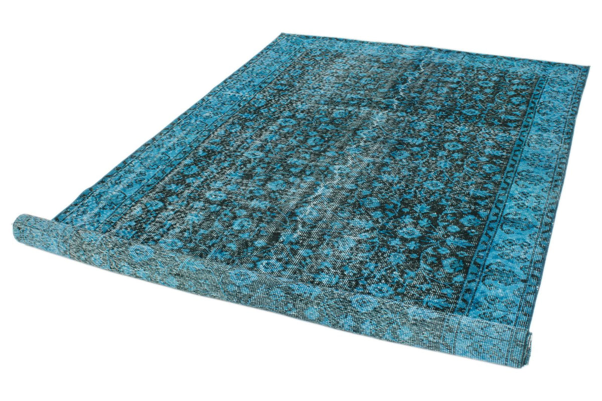 5x9 Blue and Black Anatolian Turkish Tribal Rug