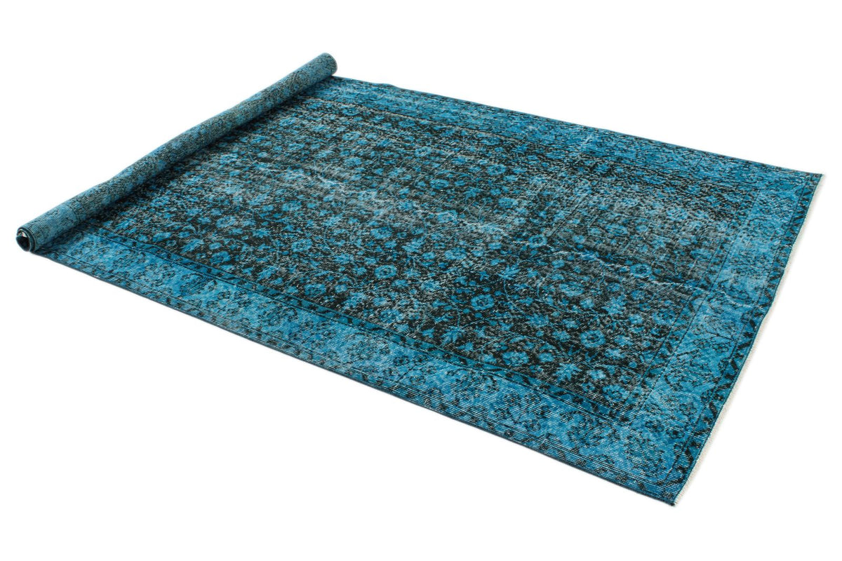 5x9 Blue and Black Anatolian Turkish Tribal Rug