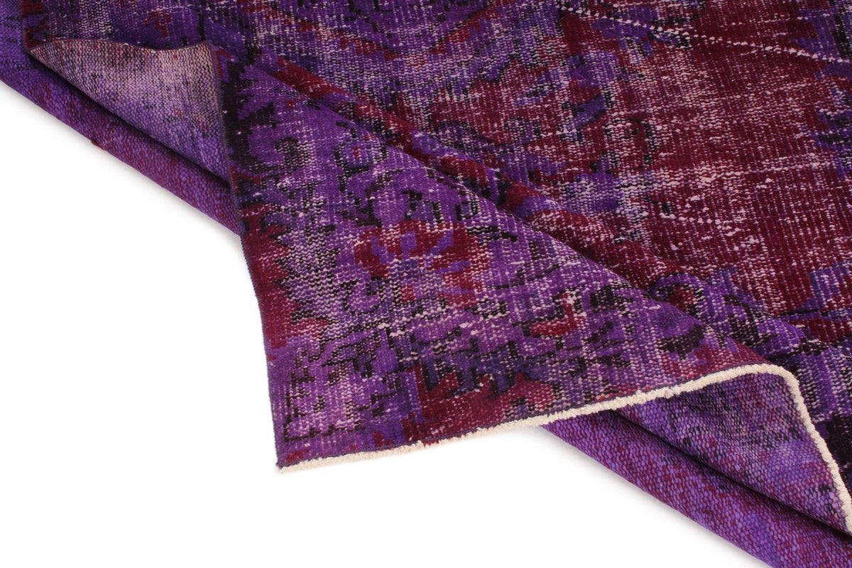 5x9 Purple and Dark Red Turkish Overdyed Rug