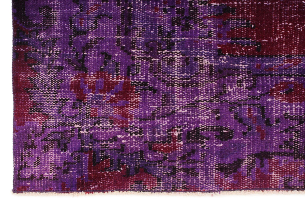 5x9 Purple and Dark Red Turkish Overdyed Rug