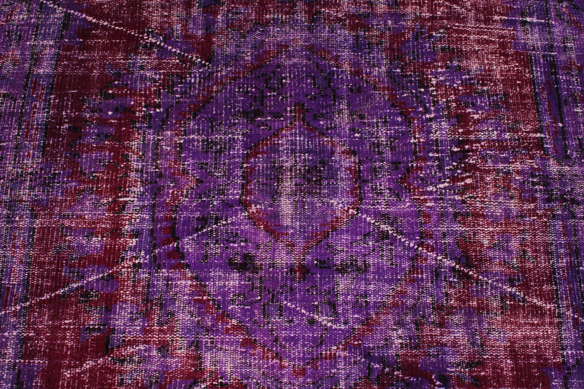 5x9 Purple and Dark Red Turkish Overdyed Rug