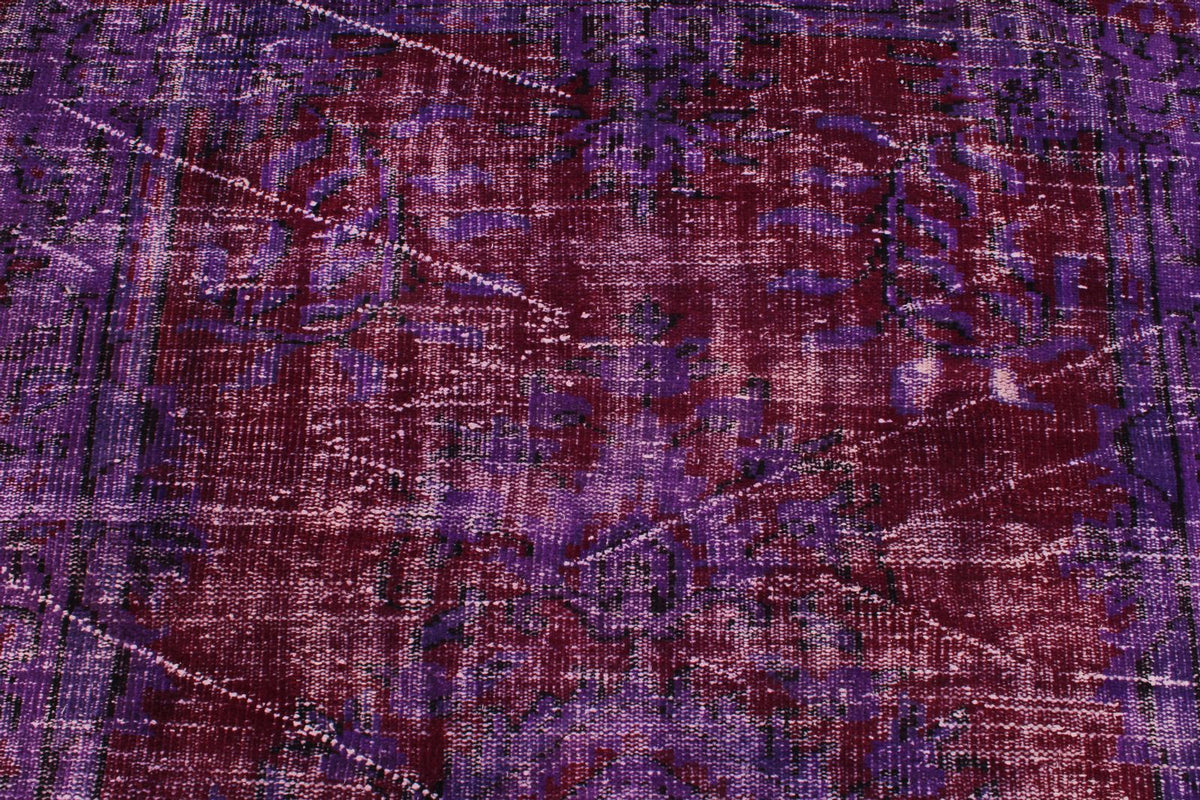 5x9 Purple and Dark Red Turkish Overdyed Rug