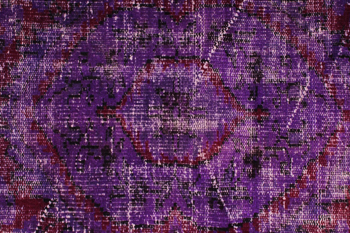 5x9 Purple and Dark Red Turkish Overdyed Rug